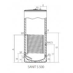 Interior Interacumulador ACS SANIT S 500 litros TSAN000057 Domusa